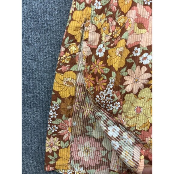 Billabong x The Salty Blonde Dress Womens XS Brown Floral Wrap Maxi Boho - Picture 7 of 10